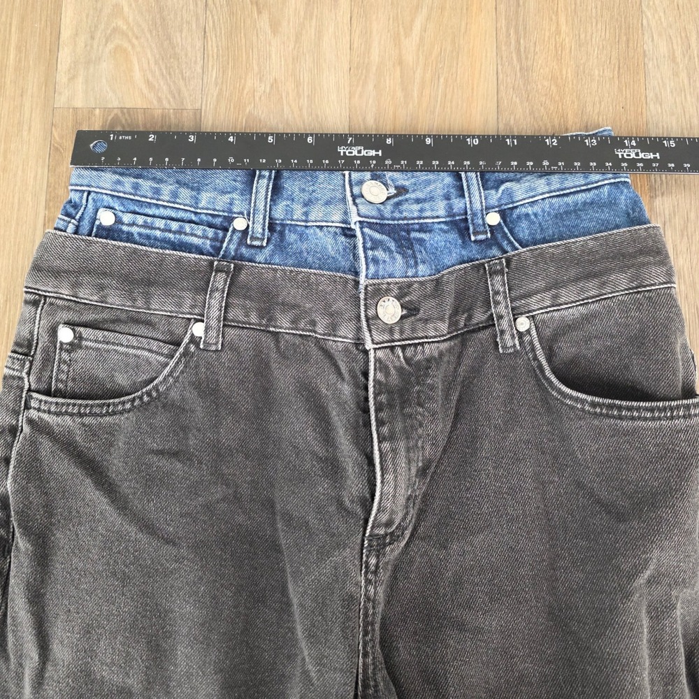 Sandro Paris Straight Leg Denim Jeans Charcoal Gray Blue Double Waist Sz 38 US 6 - Picture 8 of 11